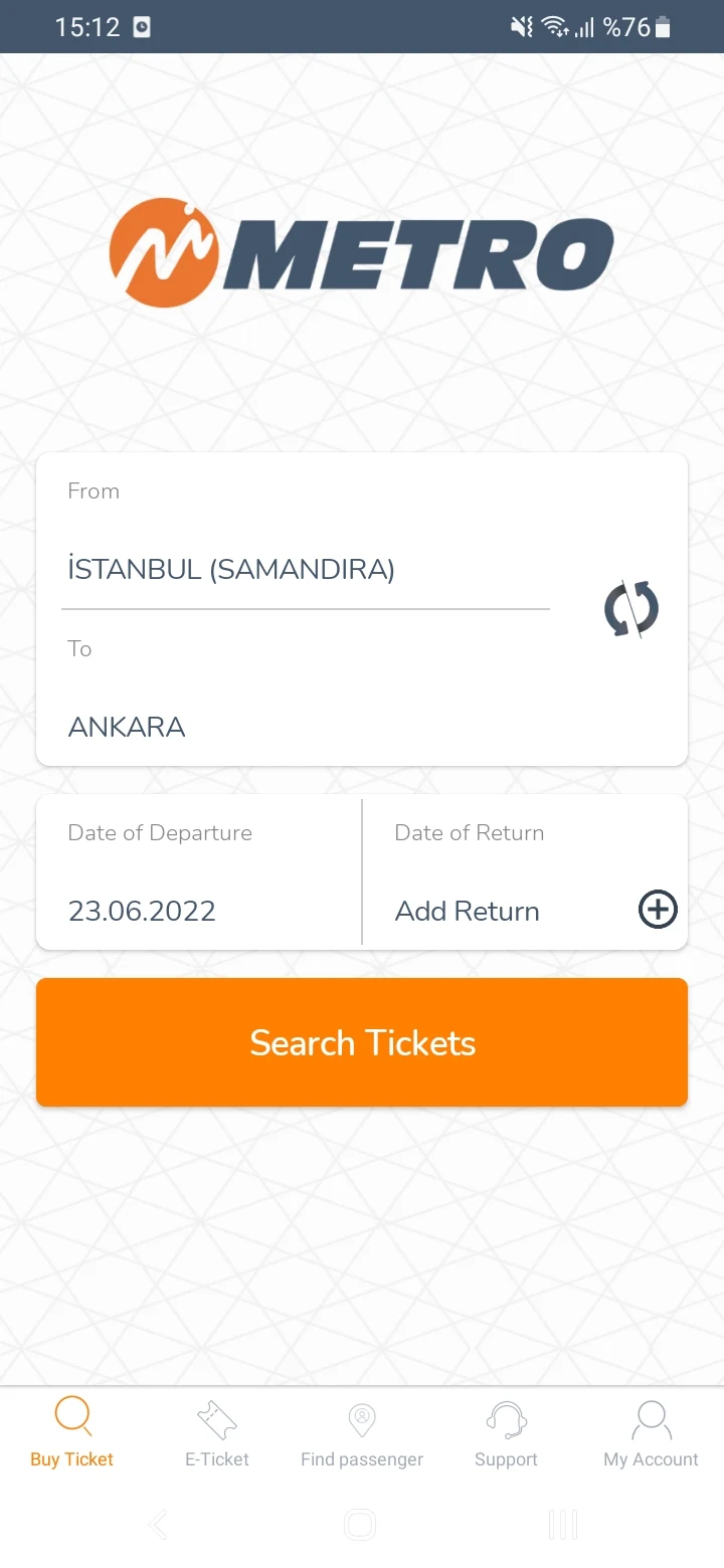 MetroTurizm Online Ticket Sale screenshot